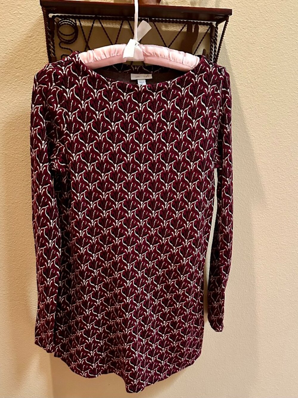 J.Jill Burgundy patterned tunic, xs, s
